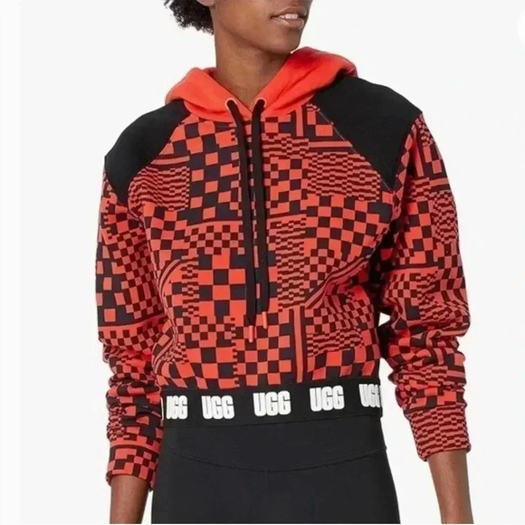 UGG Women’s Mallory Cropped Hoodie Checks​​ - Picture 1 of 12